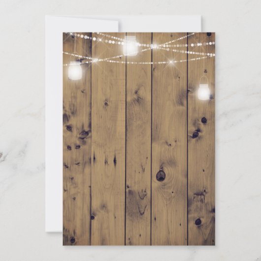 Rustic Country Wedding Mason Jar Lights Sonnenblum Einladung (Rückseite)