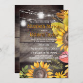 Rustic Country Wedding Mason Jar Lights Sonnenblum Einladung (Vorne/Hinten)