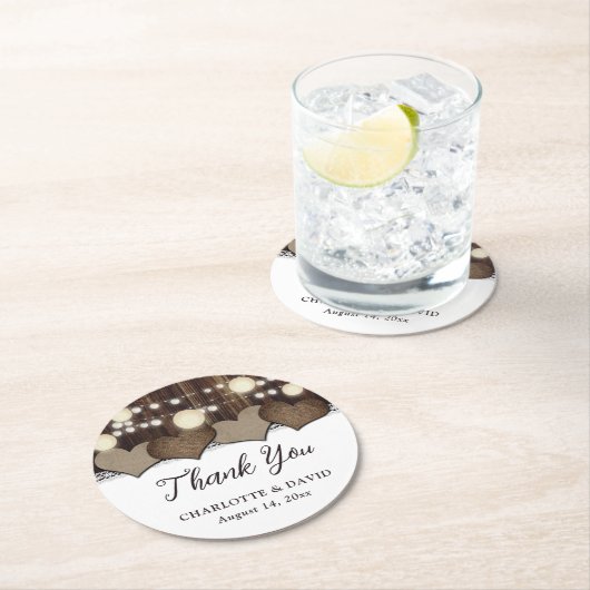 Rustic Country Wedding Vielen Dank Runder Pappuntersetzer (Vor Ort)