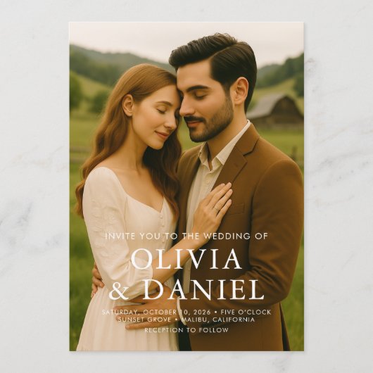 Rustic Country Western Photo Wedding Einladung (Vorderseite)