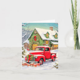 Rustic Country Winter Homestead Merry Christmas Feiertagskarte