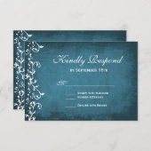 Rustic Country Wirbel Blue Wedding RSVP Cards (Vorne/Hinten)