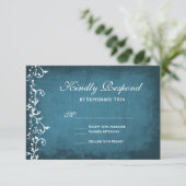 Rustic Country Wirbel Blue Wedding RSVP Cards Karte (Stehend Vorderseite)