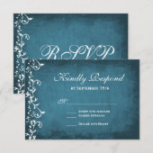 Rustic Country Wirbel Blue Wedding RSVP Cards Karte (Vorne/Hinten)