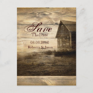 Rustic Country Wood Barn Wedding speichern Sie das Ankündigungspostkarte