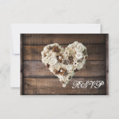 Rustic Country Wood Blume Heart Wedding RSVP Karte (Rückseite)