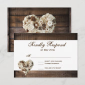 Rustic Country Wood Blume Heart Wedding RSVP Karte (Vorne/Hinten)