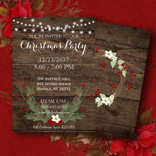 Rustic Country Wood Christmas Party Einladung