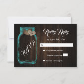 Rustic Country Wood Heart Mason Jar Wedding RSVP (Vorderseite)