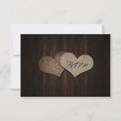 Rustic Country Wood Hearts Mason Jar Wedding RSVP Karte (Rückseite)