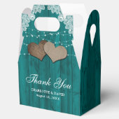 Rustic Country Wood Lace Aquamarin Wedding Danke Geschenkschachtel (Geöffnet)