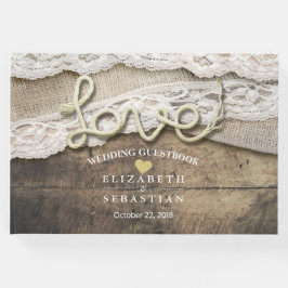 Rustic Country Wood Liebe Rope Wedbook Gästebuch