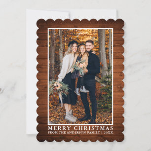 Rustic Country Wood Merry Christmas Foto Feiertagskarte
