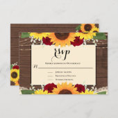Rustic Country Wood Sunflower Rose Wedding RSVP (Vorne/Hinten)