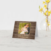 Rustic Country Wood Wedding Foto Vielen Dank Karte (Gelbe Blume)