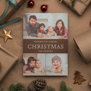 Rustic Country Wood Winter Christmas Feiertagskarte