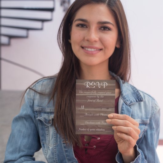 Rustic Country Wooden RSVP Karte