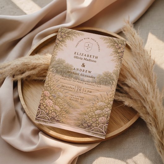 Rustic Countryside Garden Wedding Einladung