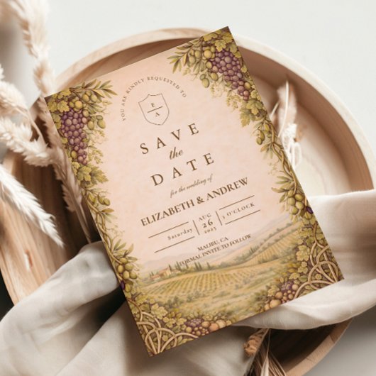Rustic Countryside Vineyard Wedding Save The Date