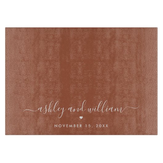 Rustic Couple etablierte Date Script Bauernhof Schneidebrett (Vorderseite)