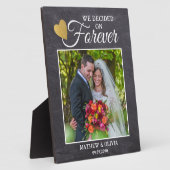 Rustic Couple Wedding Foto Gold Heart Chalkboard Fotoplatte (Seite)