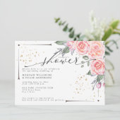 Rustic Couple's Shower Dusty Green Foliage Einladu Einladung (Stehend Vorderseite)