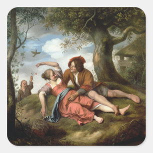 Rustic Courtship Quadratischer Aufkleber