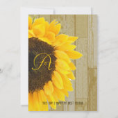 Rustic Coutry Chic Barn Wood Sunflower Wedding Einladung (Rückseite)