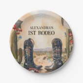 Rustic Cowboy 1st Rodeo Birthday Pappteller (Vorderseite)