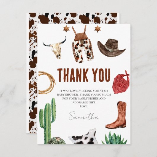 Rustic Cowboy Baby Dusche Danke Karte (Vorne/Hinten)
