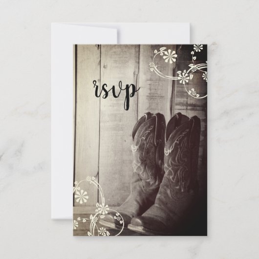 Rustic Cowboy Boots Country Western Wedding RSVP (Vorderseite)