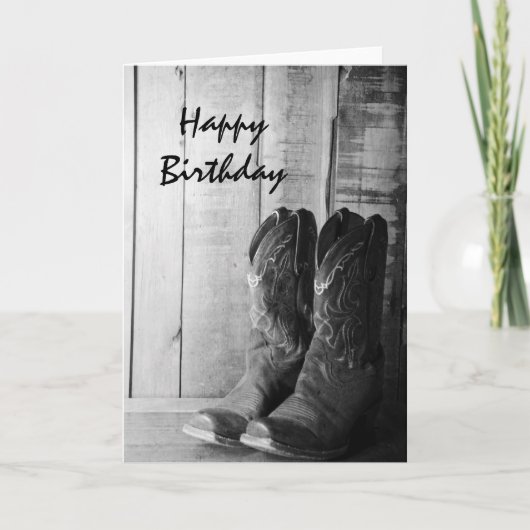 Rustic Cowboy Boots Happy Birthday Karte (Vorderseite)