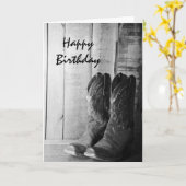 Rustic Cowboy Boots Happy Birthday Karte (Gelbe Blume)