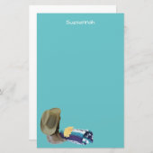 Rustic Cowboy Boots Hat Blue Lila Blanket Custom Briefpapier (Vorne/Hinten)