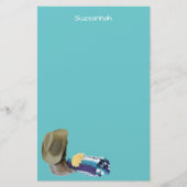 Rustic Cowboy Boots Hat Blue Lila Blanket Custom Briefpapier (Vorderseite)