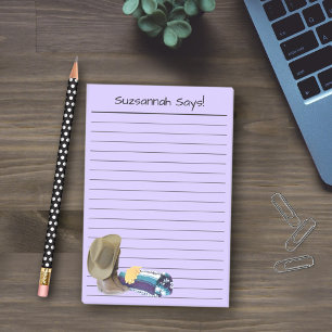 Rustic Cowboy Boots Hat Blue Lila, kundenspezifisc Post-it Klebezettel