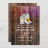 Rustic Cowboy Boots Lantern Gold Confetti Wedding Einladung (Vorne/Hinten)
