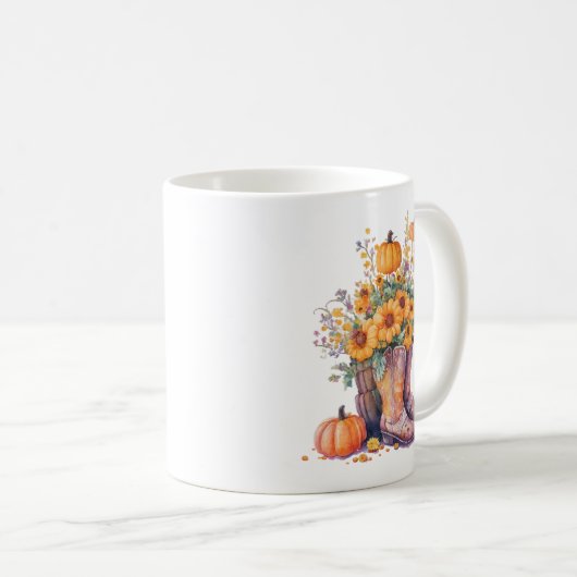 Rustic Cowboy Boots Sonnenblume Pumpkin Kaffeetasse (VorderseiteRechts)