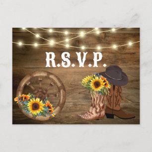Rustic Cowboy Boots Sonnenblumen Western Wedding R Postkarte