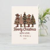 Rustic Cowboy Boots Western Christmas Feiertagskarte (Stehend Vorderseite)