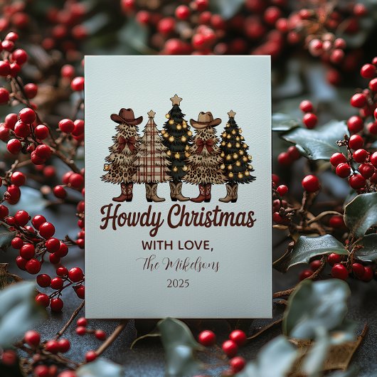 Rustic Cowboy Boots Western Christmas Feiertagskarte