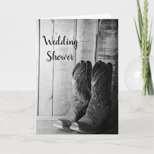 Rustic Cowboy Boots Western Couples Polterabend Einladung (Vorderseite)