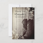Rustic Cowboy Boots Western Quinceañera Vielen Dan Dankeskarte (Vorderseite)