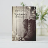 Rustic Cowboy Boots Western Quinceañera Vielen Dan Dankeskarte (Stehend Vorderseite)