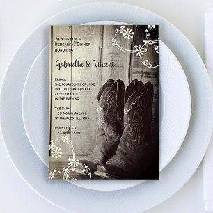 Rustic Cowboy Boots Western Rehearsal Dinner Einladung