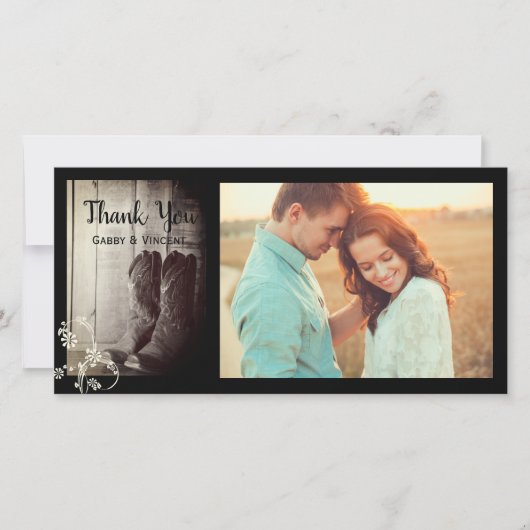 Rustic Cowboy Boots Western Wedding Danke (Vorderseite)