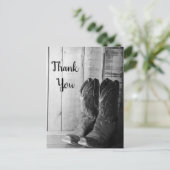 Rustic Cowboy Boots Western Wedding Danke Postkarte (Stehend Vorderseite)