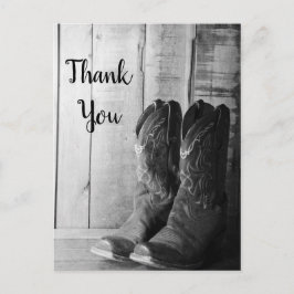 Rustic Cowboy Boots Western Wedding Danke Postkarte
