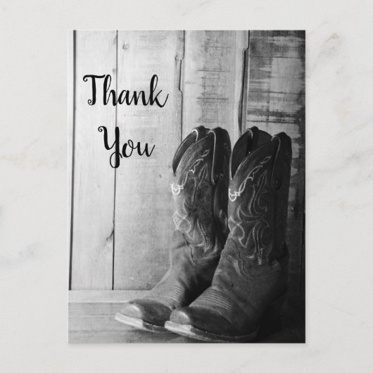 Rustic Cowboy Boots Western Wedding Danke Postkarte (Vorderseite)