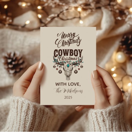 Rustic Cowboy Christmas Feiertagskarte